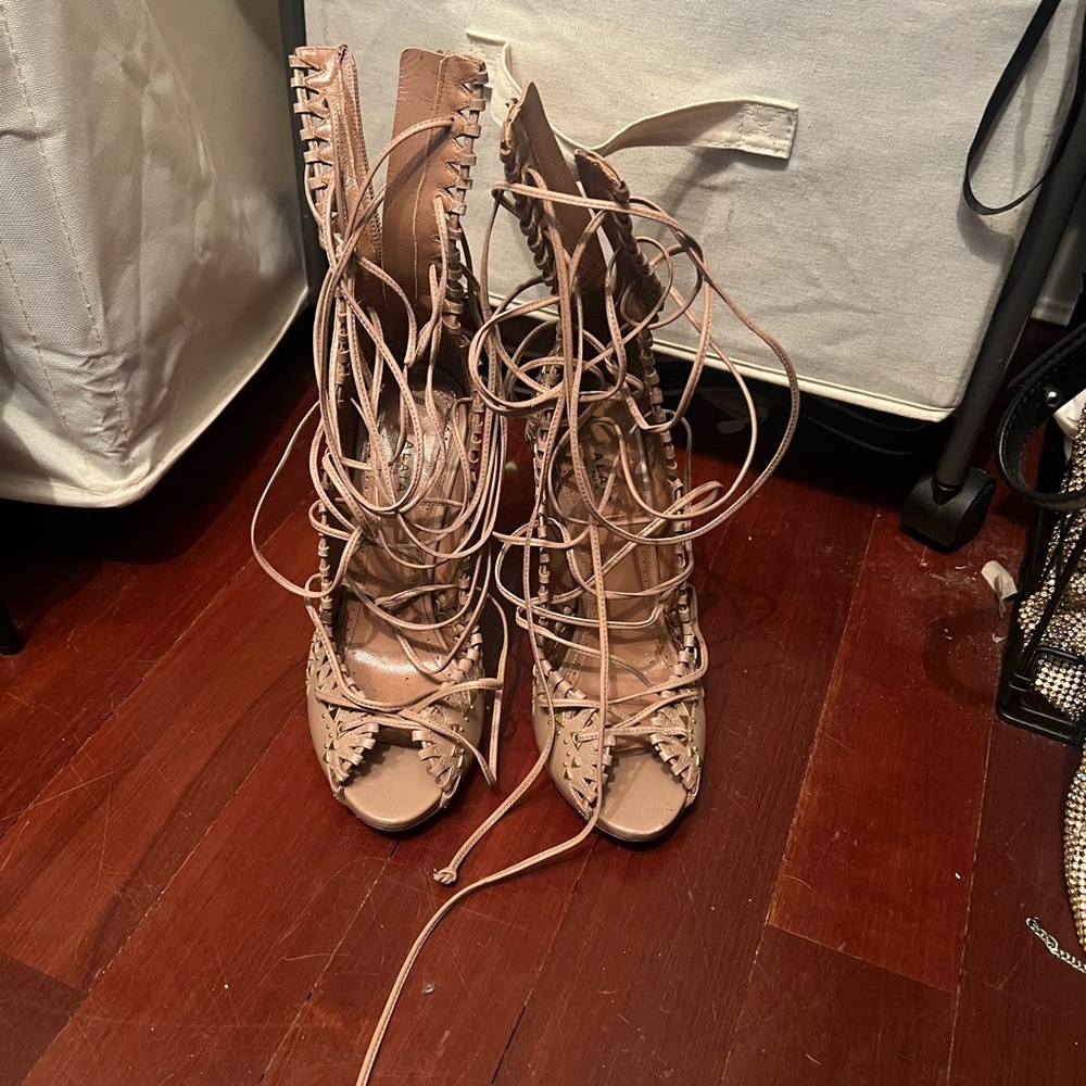 Alaia Lace-Up Tan Heels Size 36.5